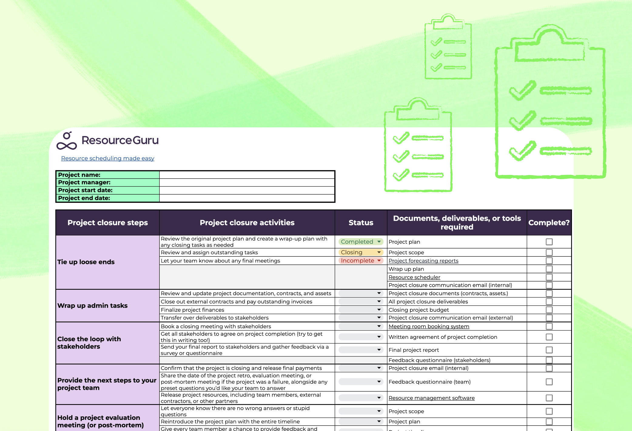 Pc Refresh Project Checklist Template - project closure checklist