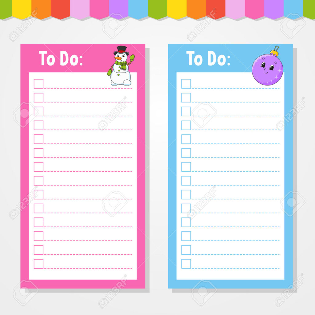 photo 197834650 to do list for kids empty template the rectangular shape funny character cartoon style for the diary