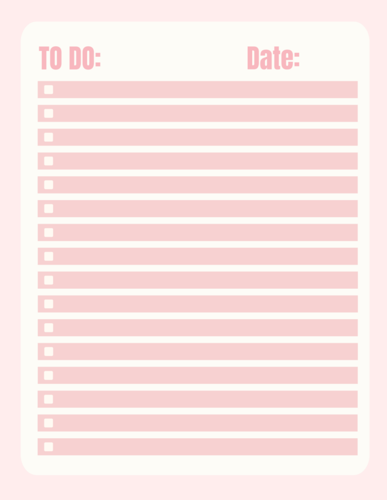 pink to do list template