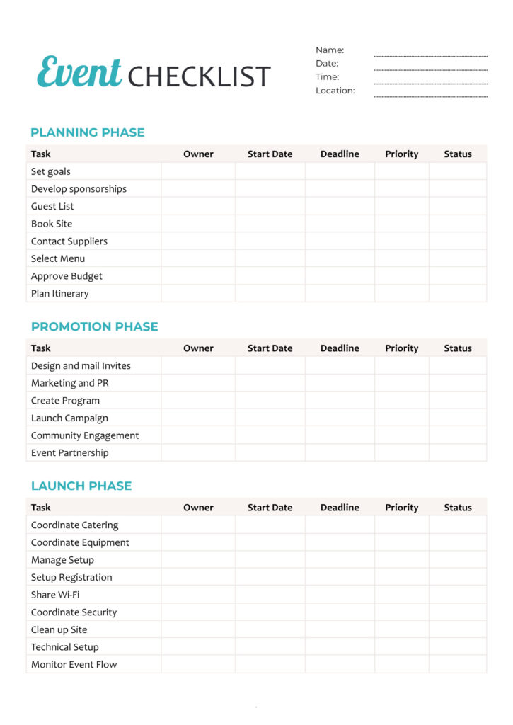 Planning To Do List Template - event planning to do list