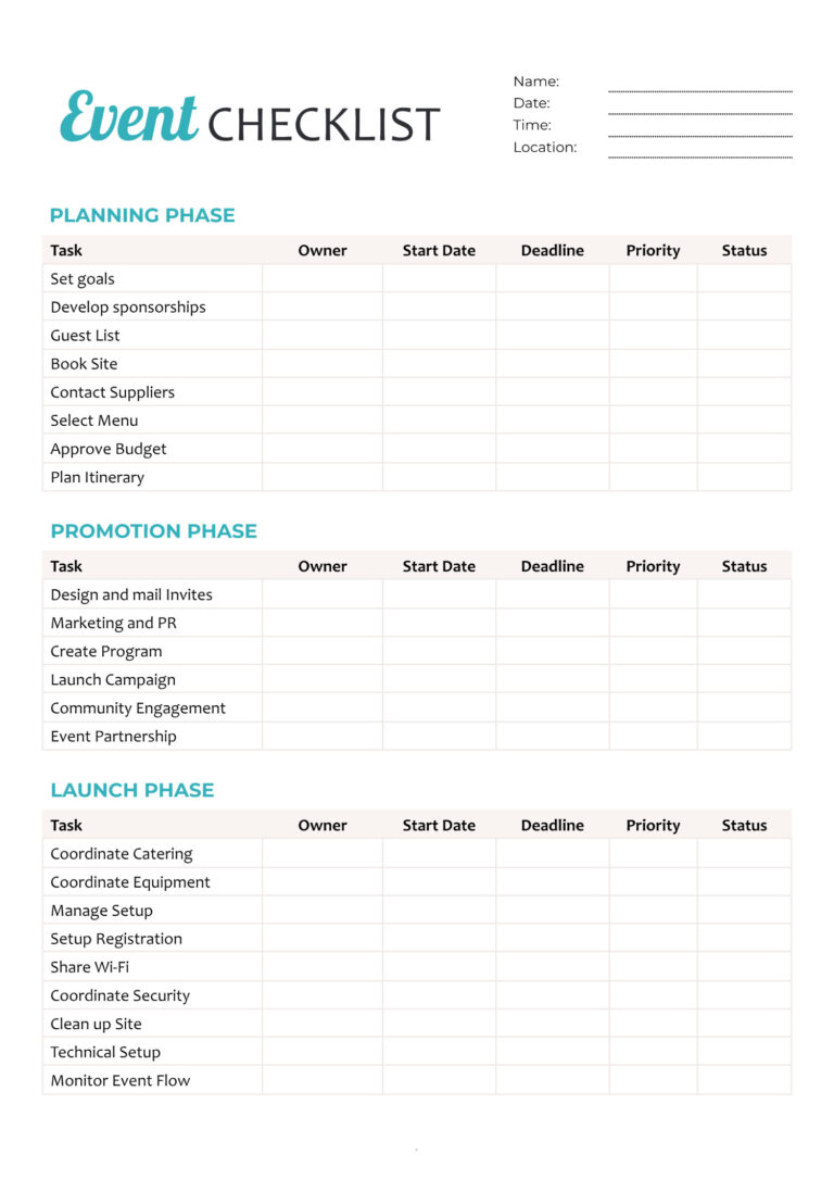 Planning To Do List Template - event planning to do list