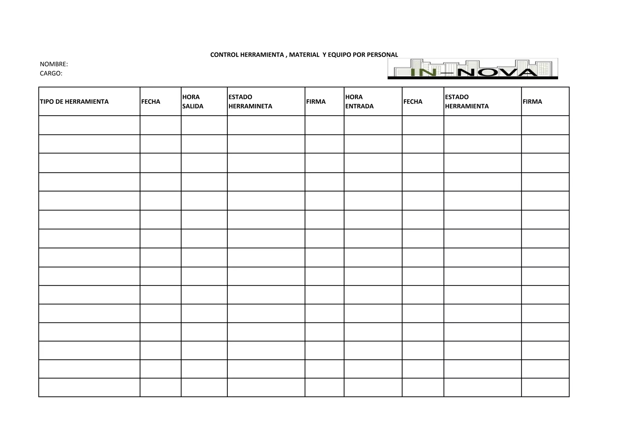 Plantillas De Listas De Control Descargables Gratuitas - formato control herramientapdf