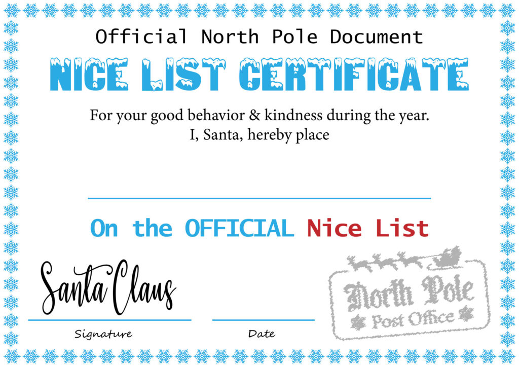 post blank nice list certificate printable 373816