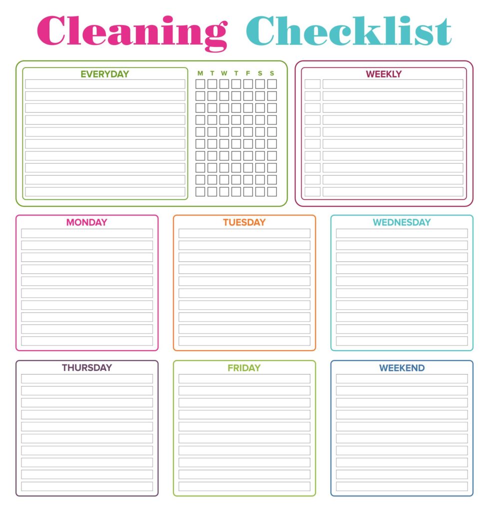 post daily cleaning checklist printable 148231