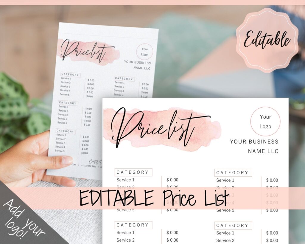 price list template style14