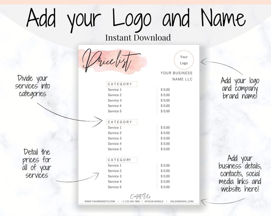 price list template style14