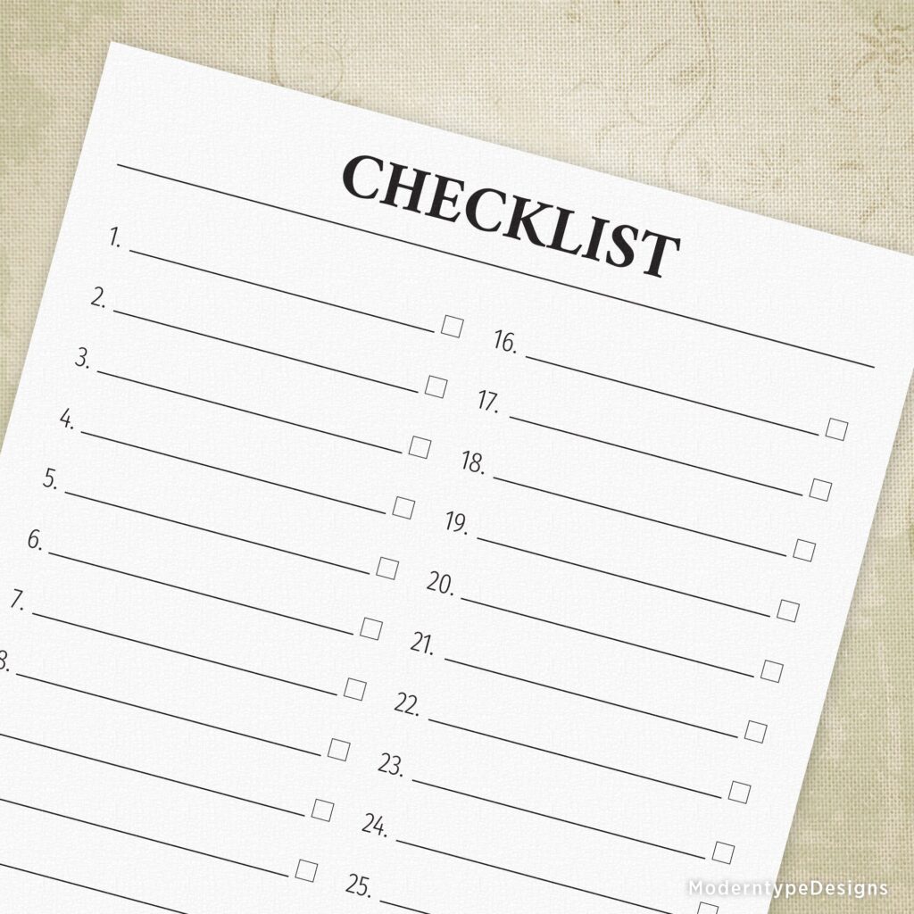 Print 1 Copy Of The Document Checklist - general checklist printable hou003