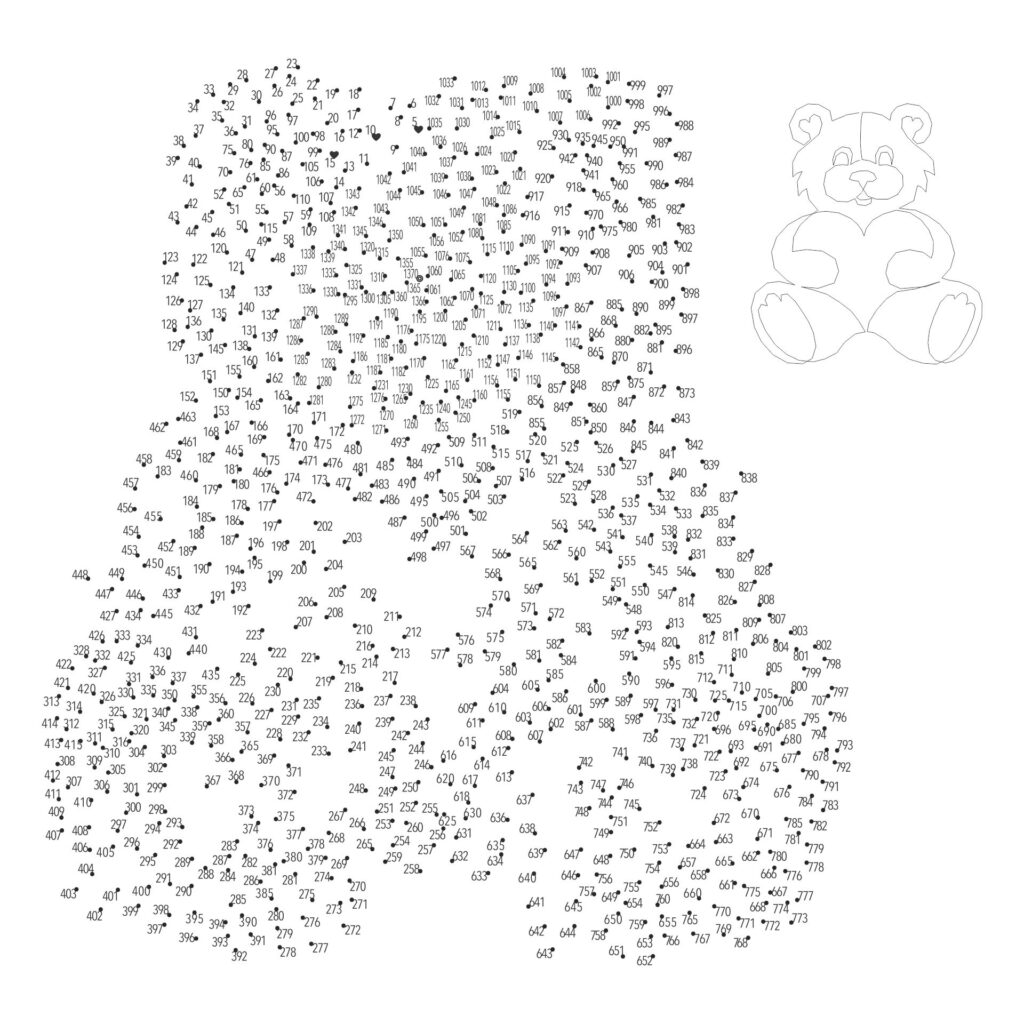 Printable Adult Connect The Dots Bear Engaging Printable Adult Connect The Dots featuring a bear design with numbered dots