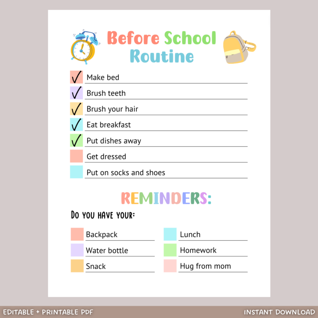 printable before school checklist 80792 printable before school checklist 80792