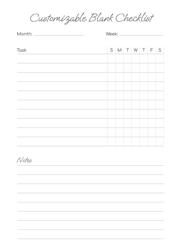 Printable Blank Check List Tofo - customizable blank checklist free google docs template