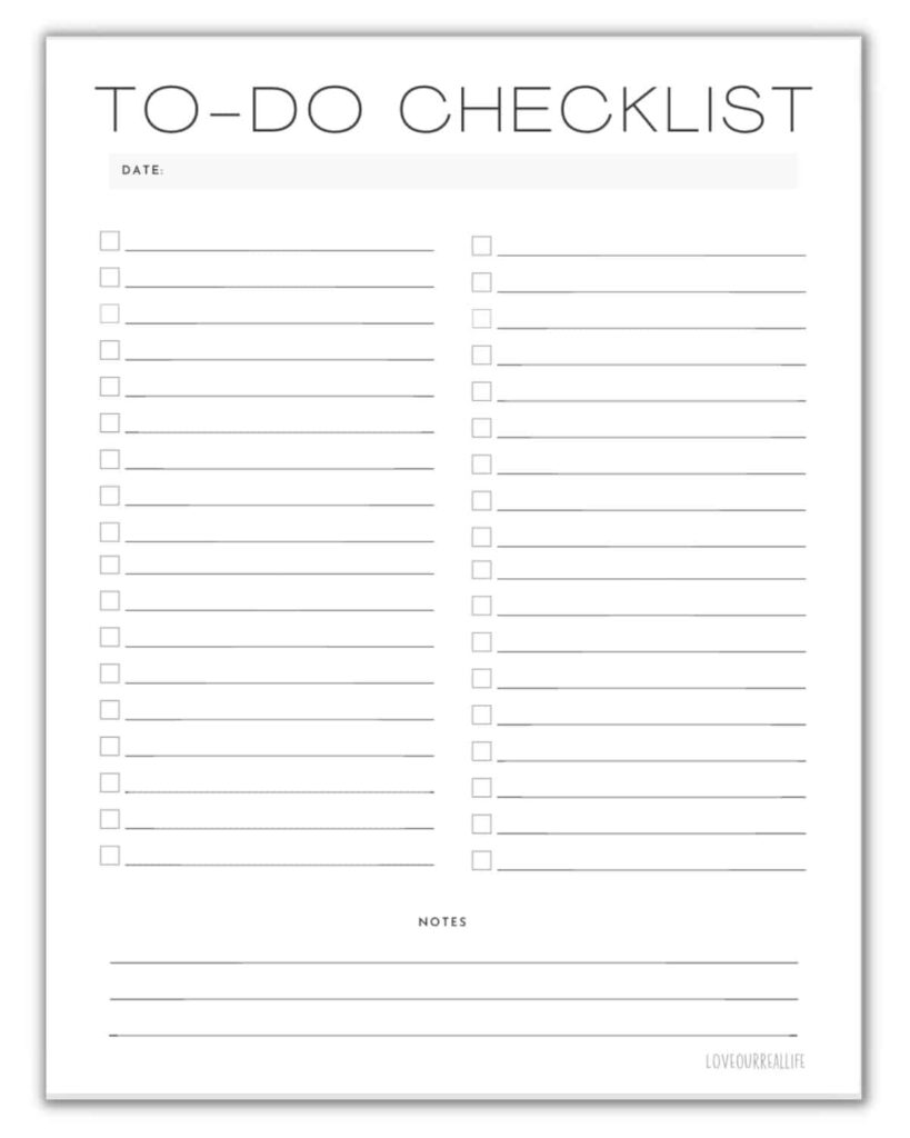 printable checklist