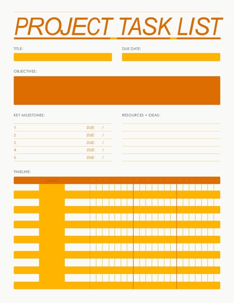 Printable Checklist And Task List Template - task list