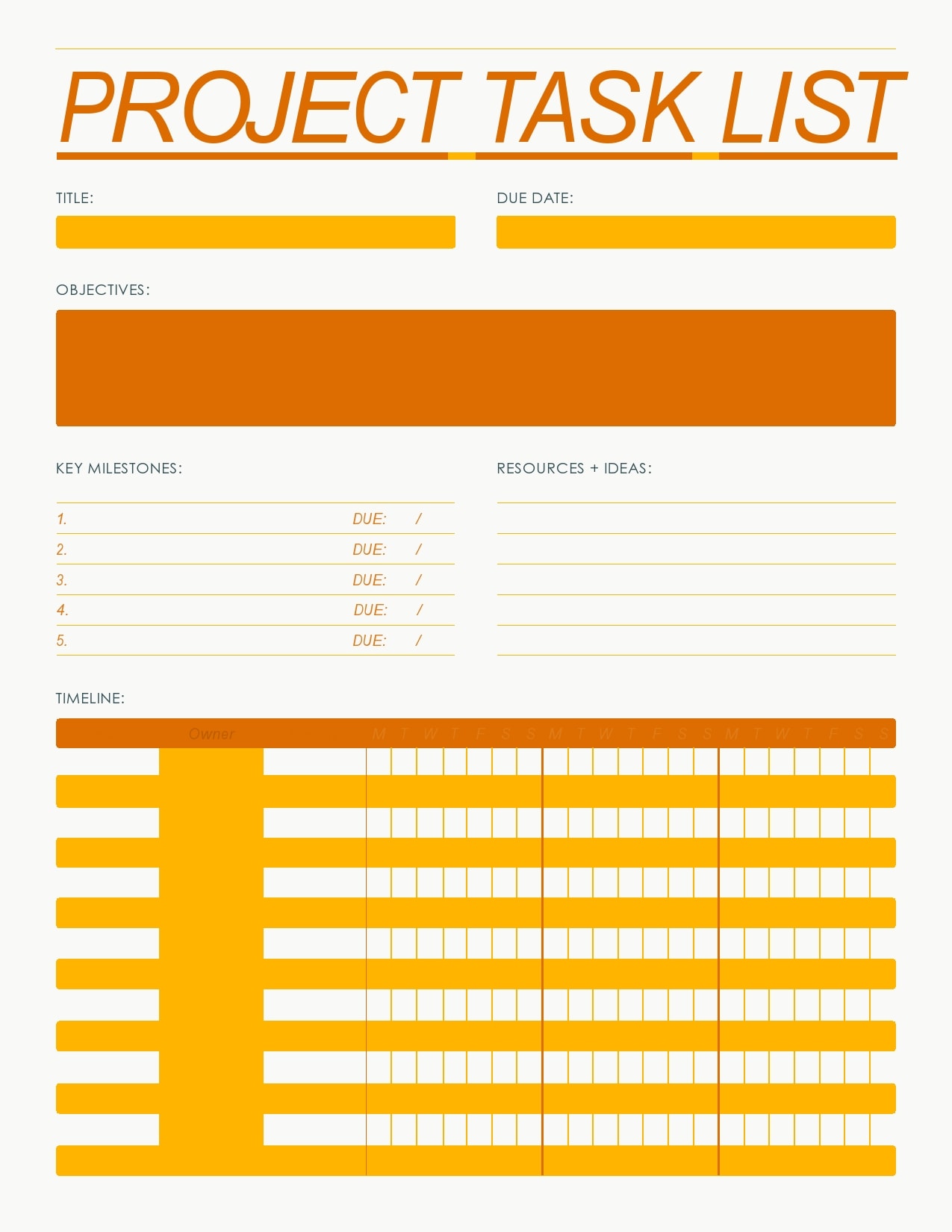 Printable Checklist And Task List Template - task list