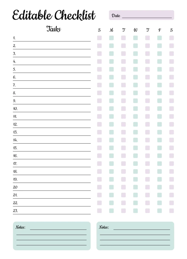 Printable Checklist Chart Template Blank - editable checklist free google docs template