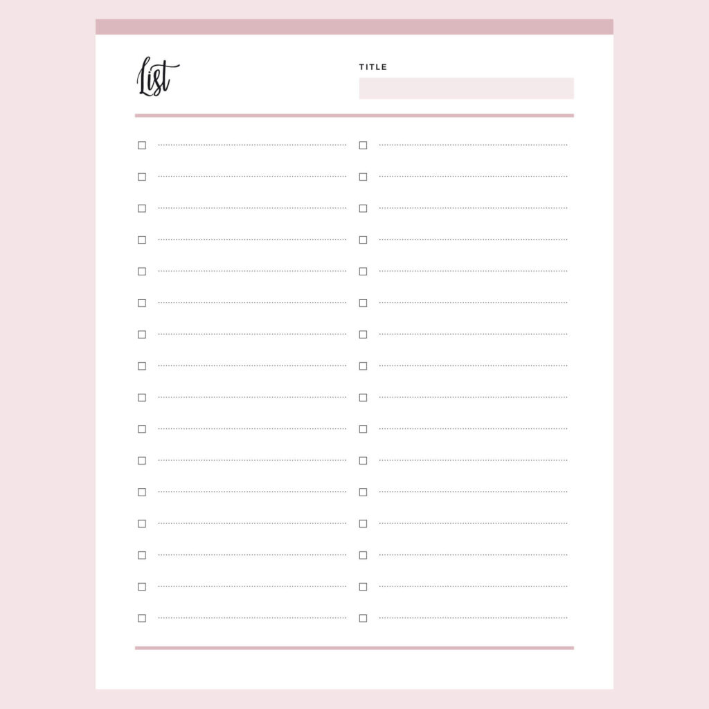 printable checklist template