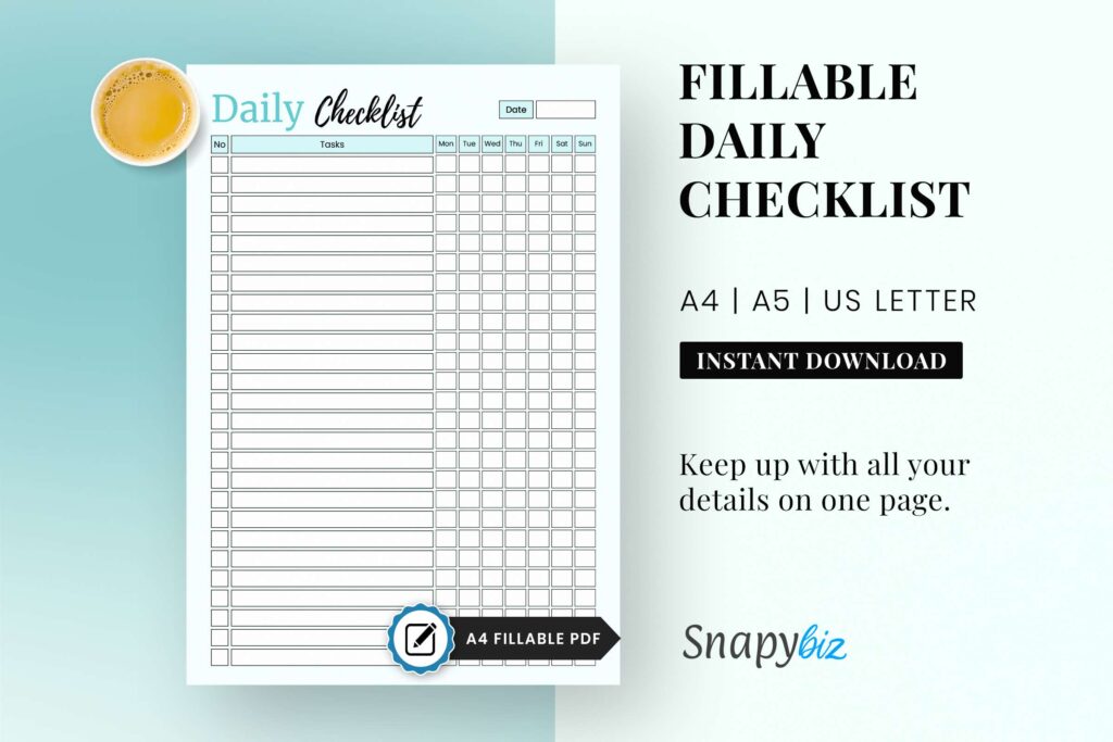 printable daily checklist