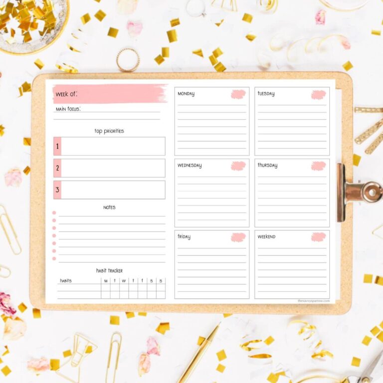 Printable Things To Do Checklist Template - weekly to do list