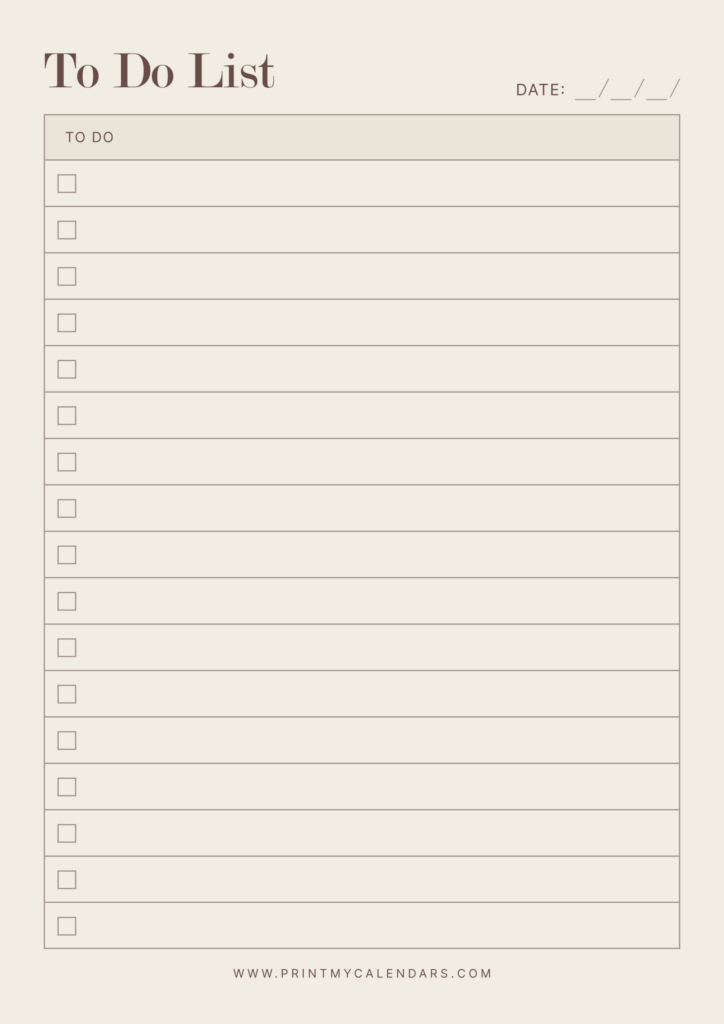 Printable To Do Checklist Template - to do list template