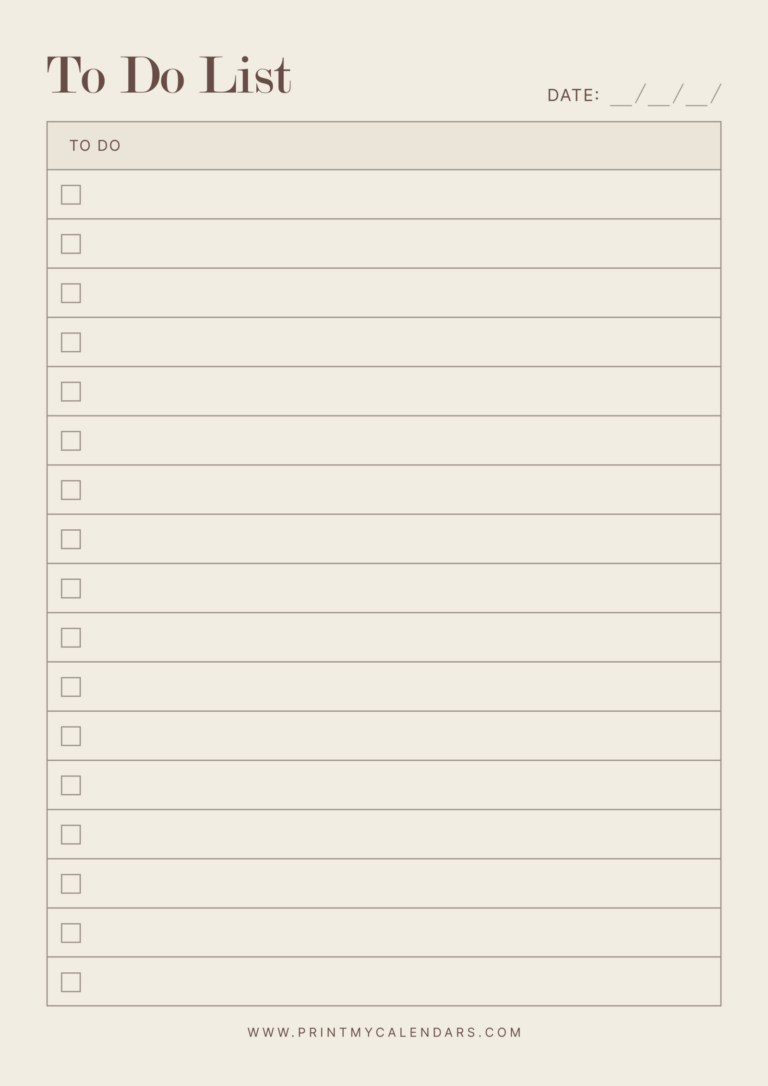 Printable To Do Checklist Template - to do list template