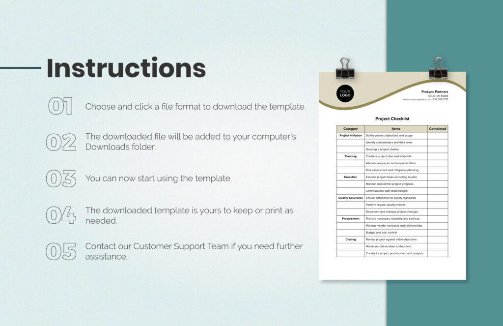 project checklist template