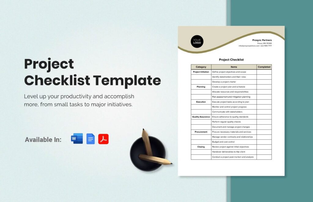 project checklist template project checklist template
