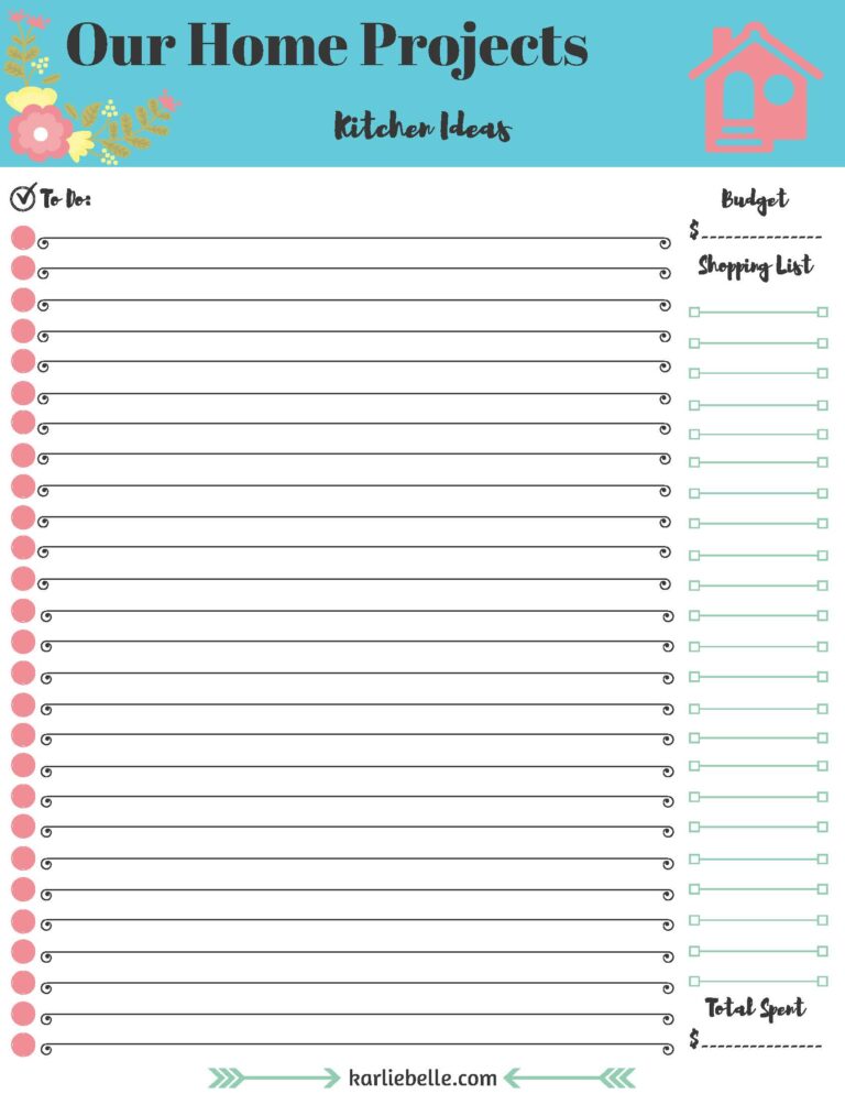 Project To Do List Template Free - home project list free printable