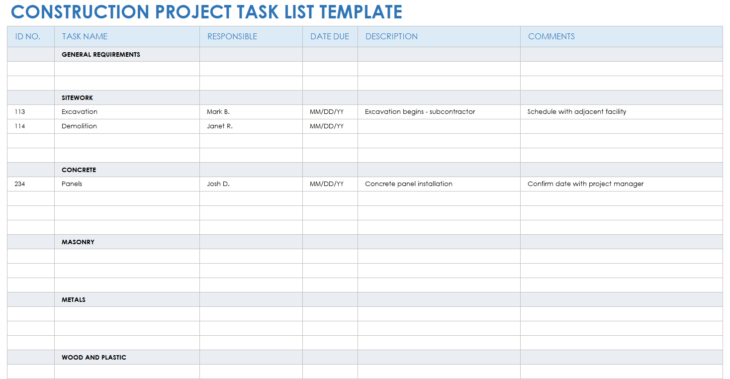 Project To Do List Template Word - project task list template