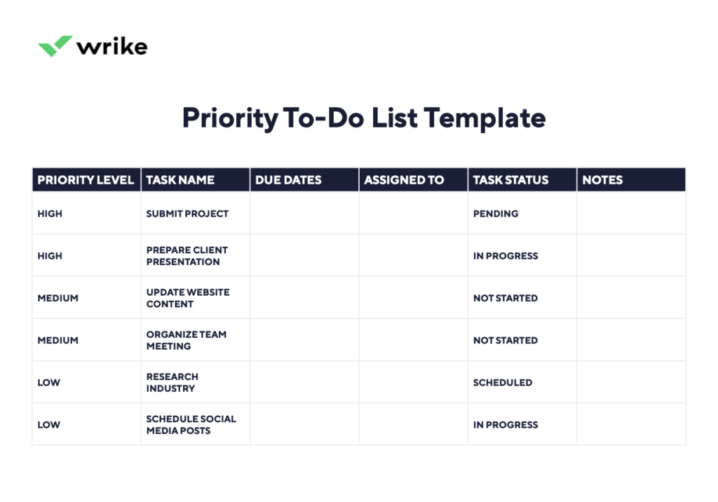 Project To Do List Word Template - to do list template