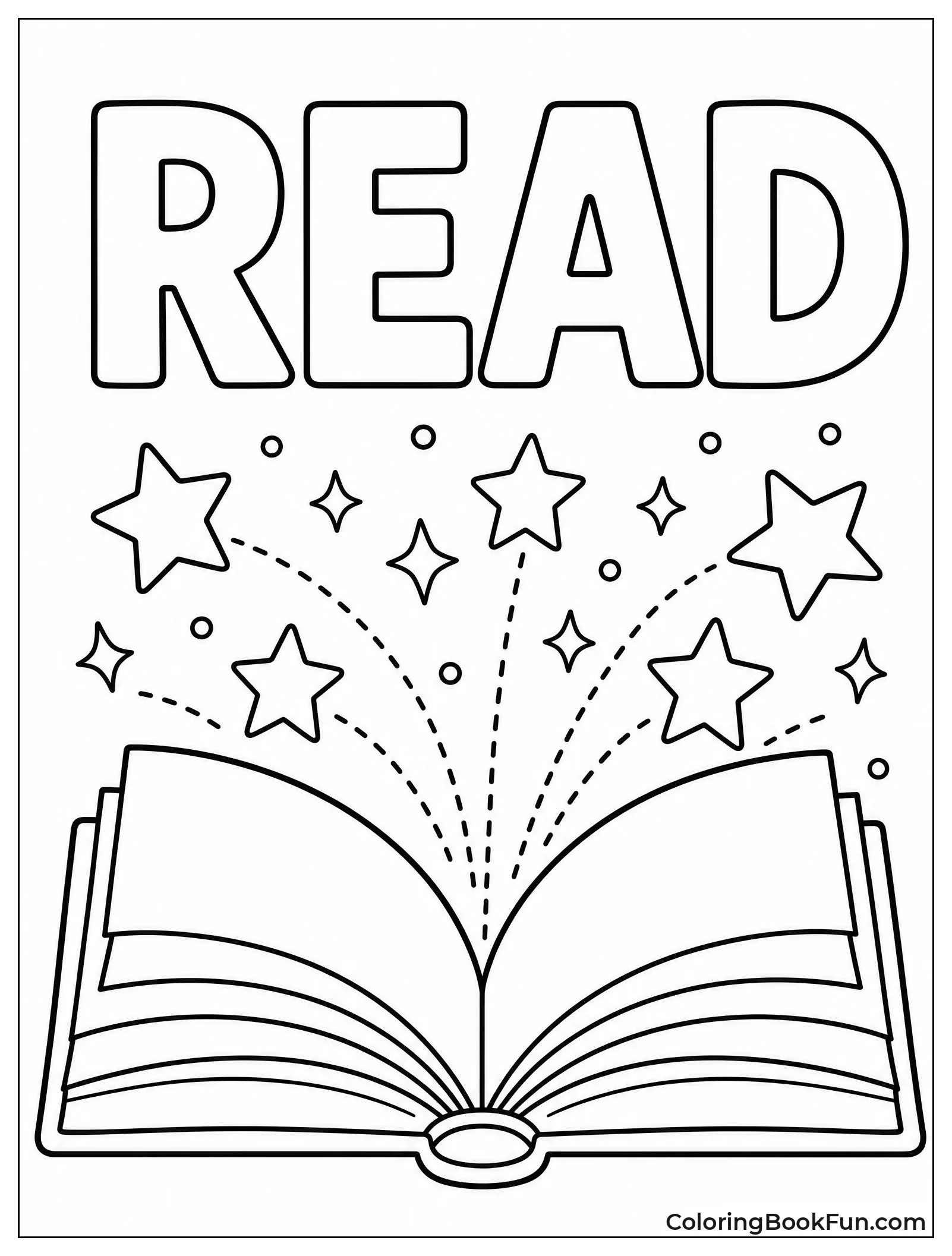 Reading A Book Coloring Page - library coloring pages