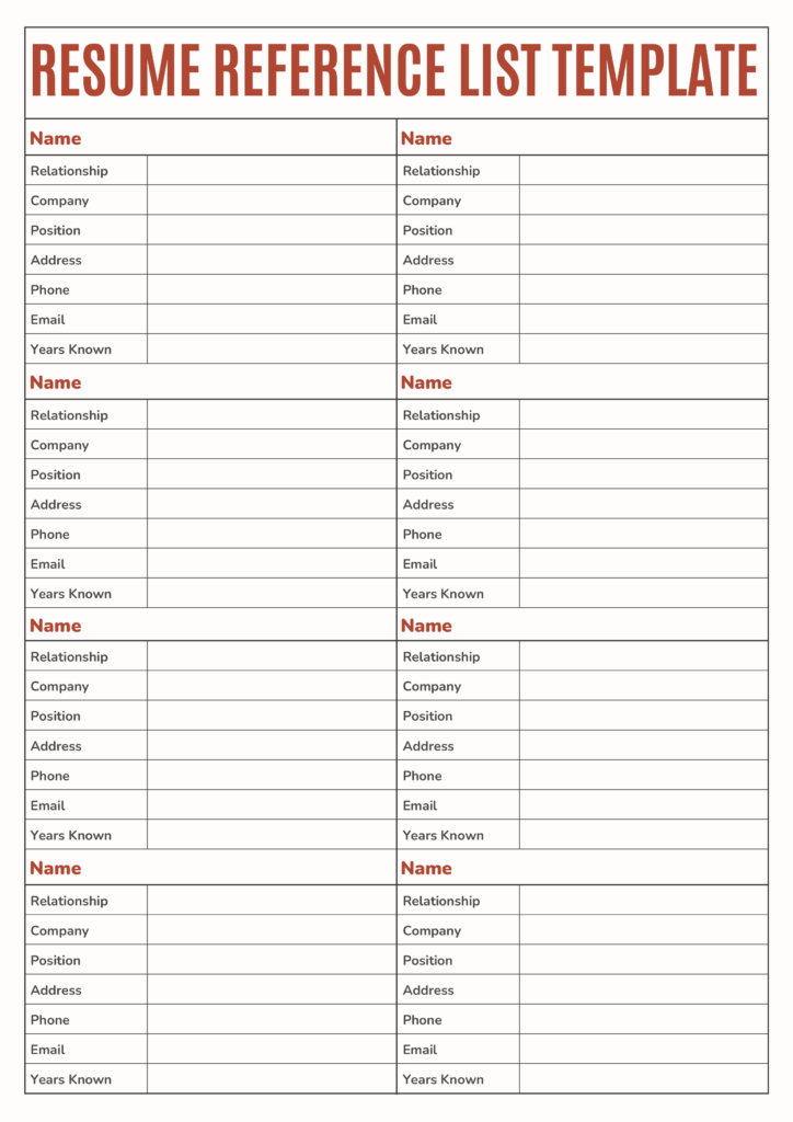 reference list templates