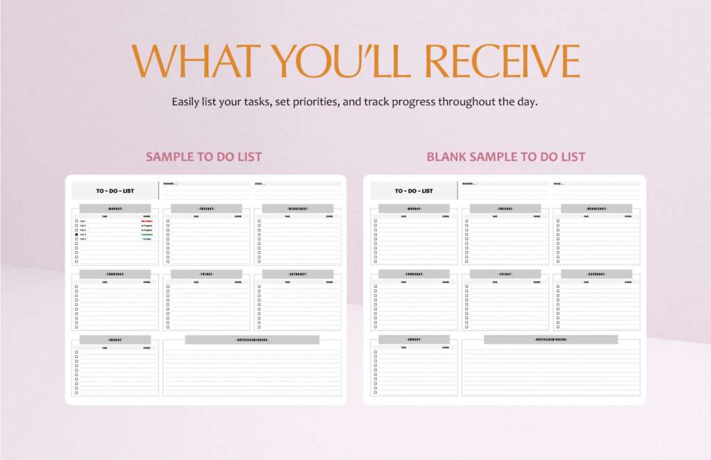 sample to do list