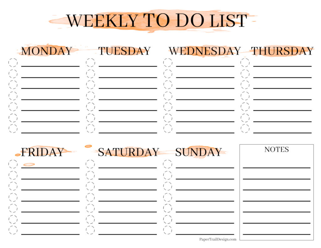 Sample To Do List Templates - weekly to do list template