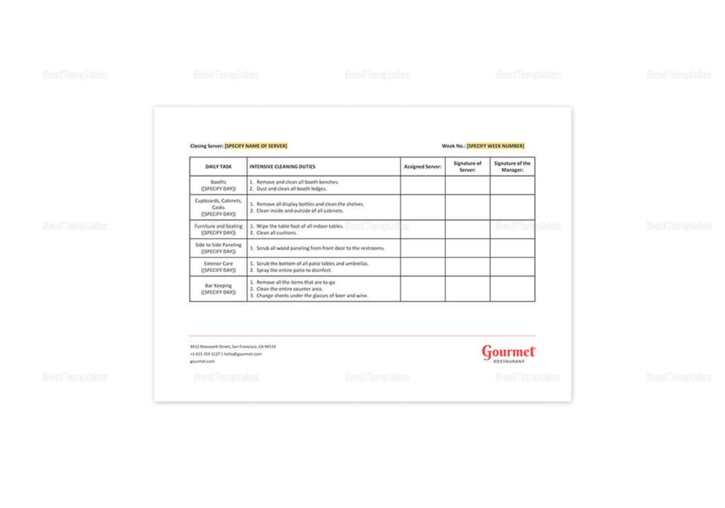 server sidework checklist