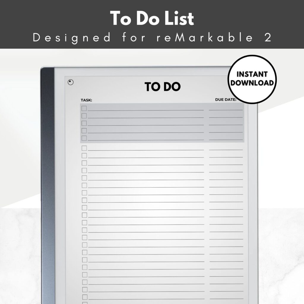 simple to do list template for remarkable 2