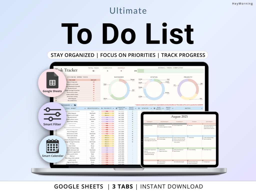 Smart To Do List Template - to do list spreadsheet