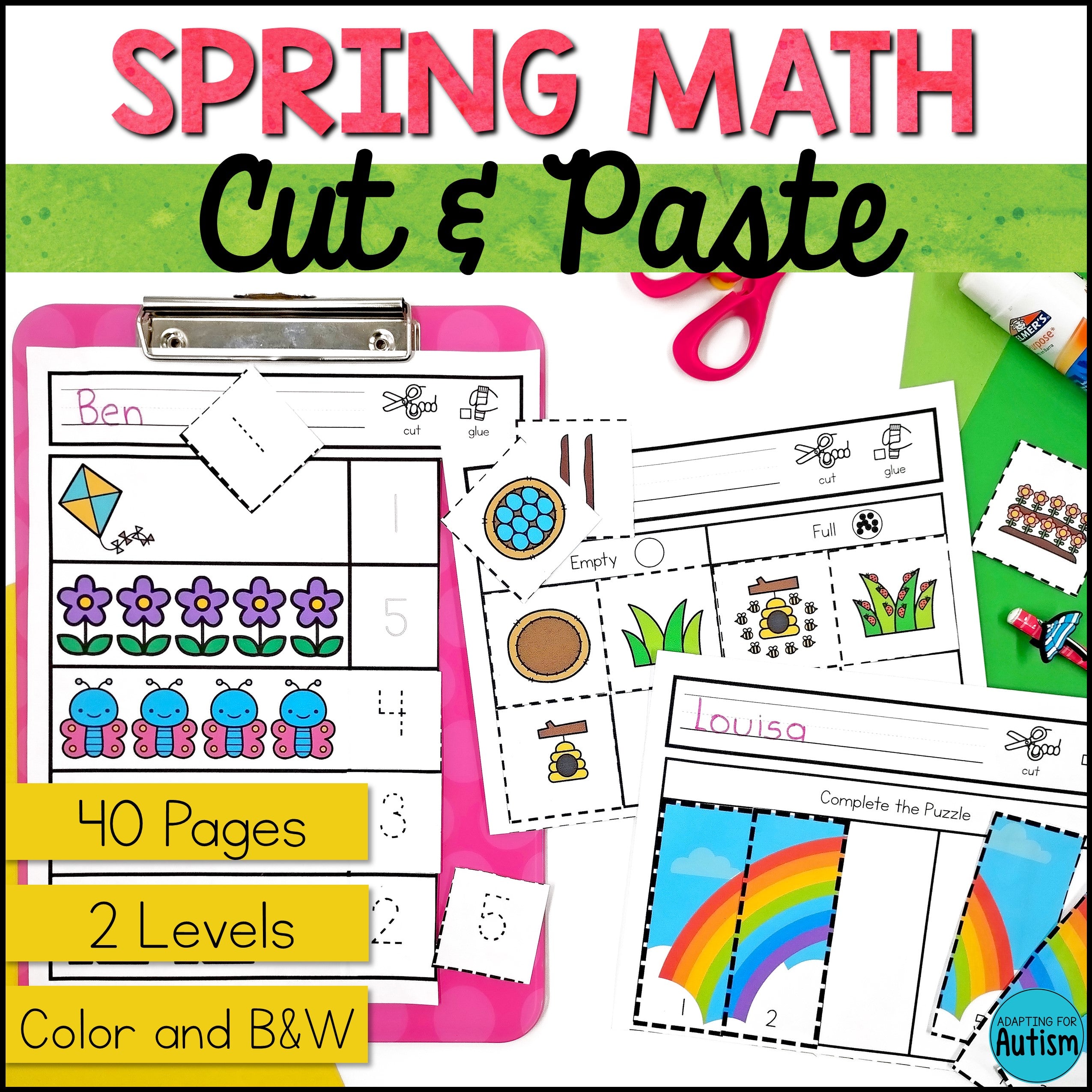 Spring Cut And Paste Worksheets - spring cut and paste math worksheets