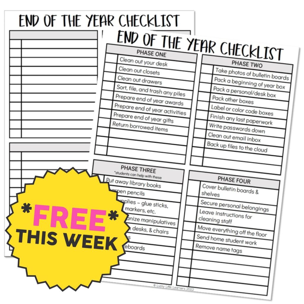 spring pack end of year free end of the year checklist spring pack end of year free end of the year checklist
