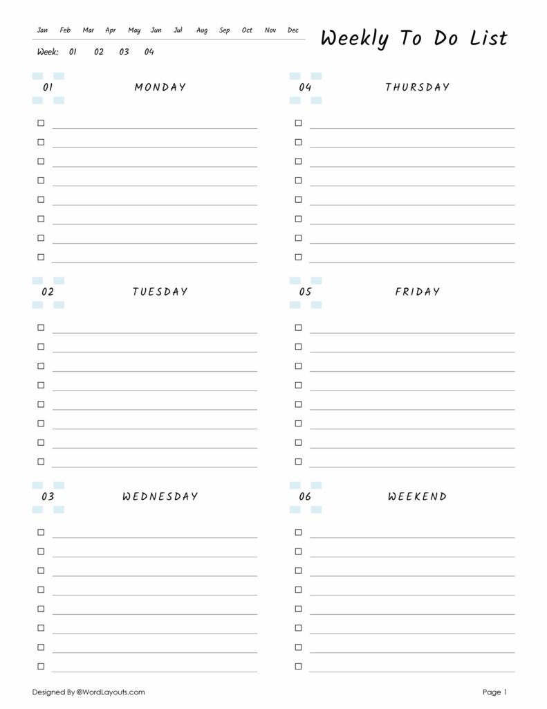 structured to do list with task numbers and notes