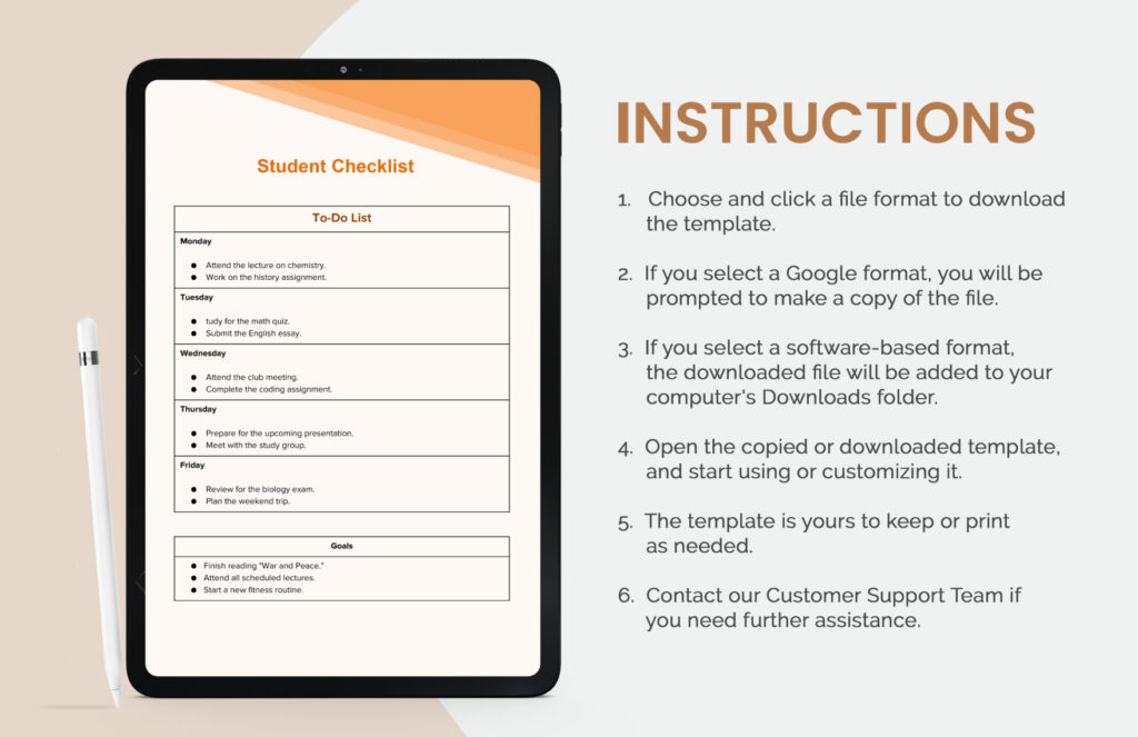 student checklist