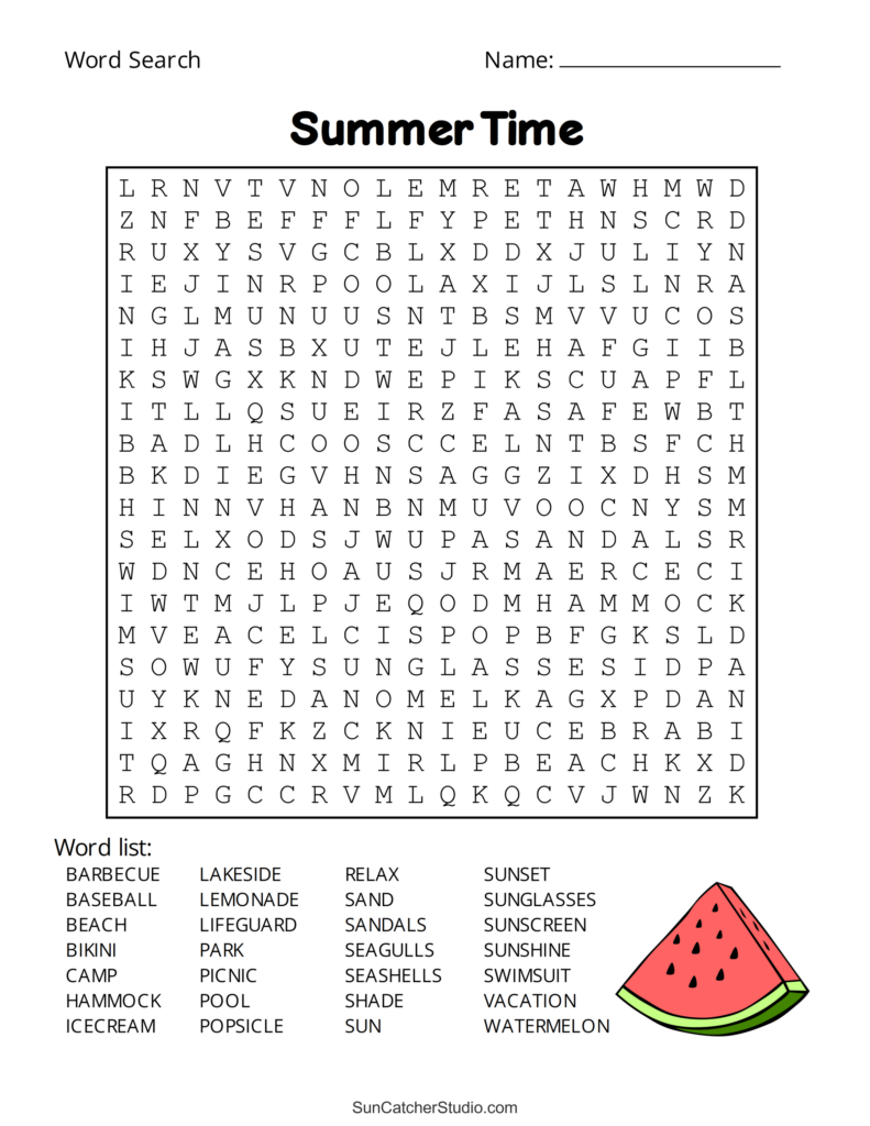 Summer Word Searches Free Printable – Fun Activity for Kids Engaging Summer Word Searches Free Printable featuring a word search puzzle with summer-themed words