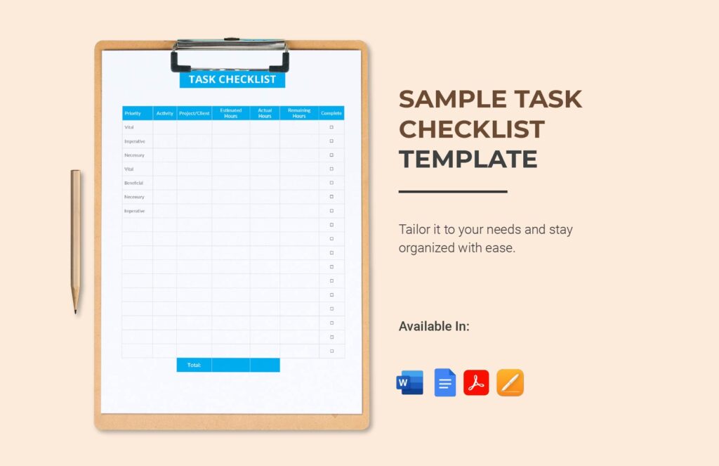 task checklist template task checklist template
