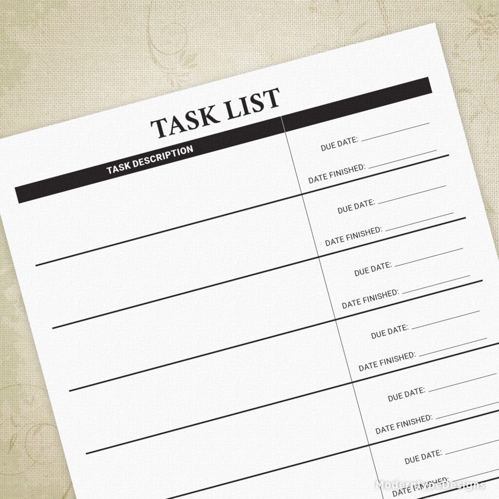 Task List In Document Format – task list planner printable tdl004 Task List In Document Format - task list planner printable tdl004