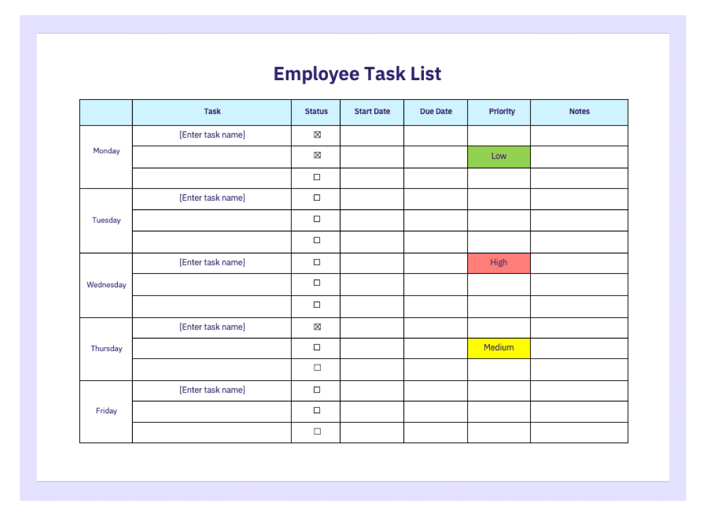 Task List Template For Office - employee task list template