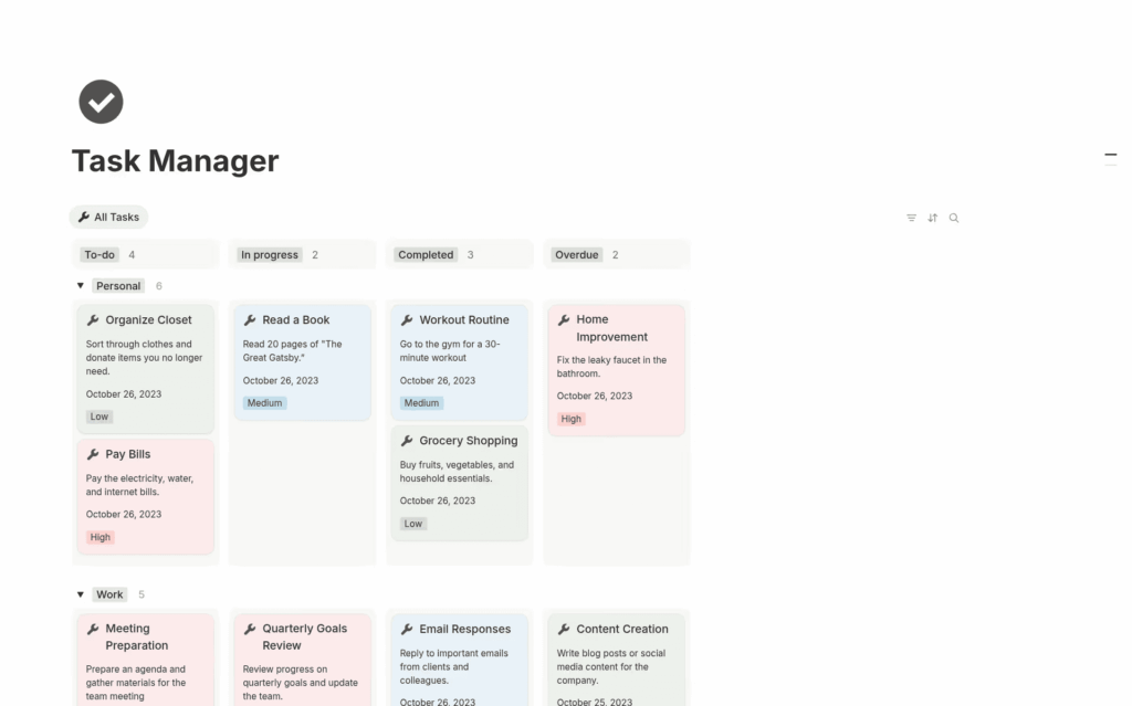 task manager notion template