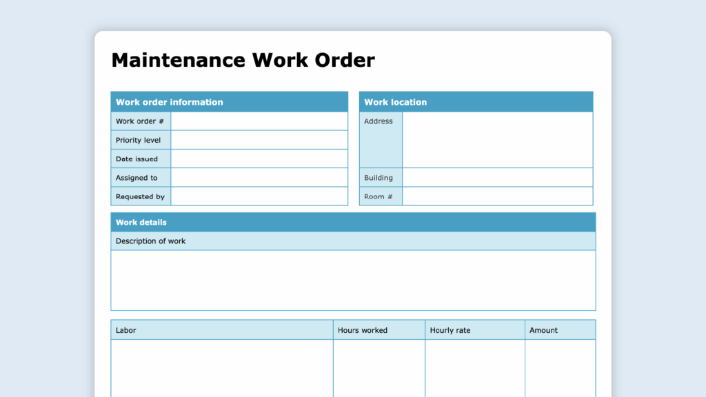 Tasks To Be Completed Template For Word - work order form template