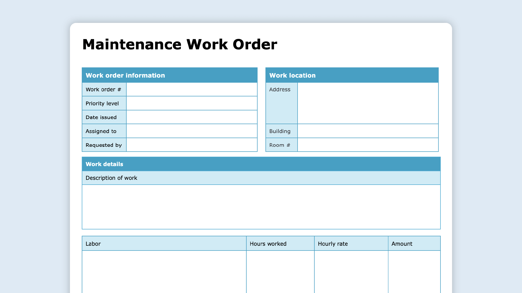 Tasks To Be Completed Template For Word - work order form template