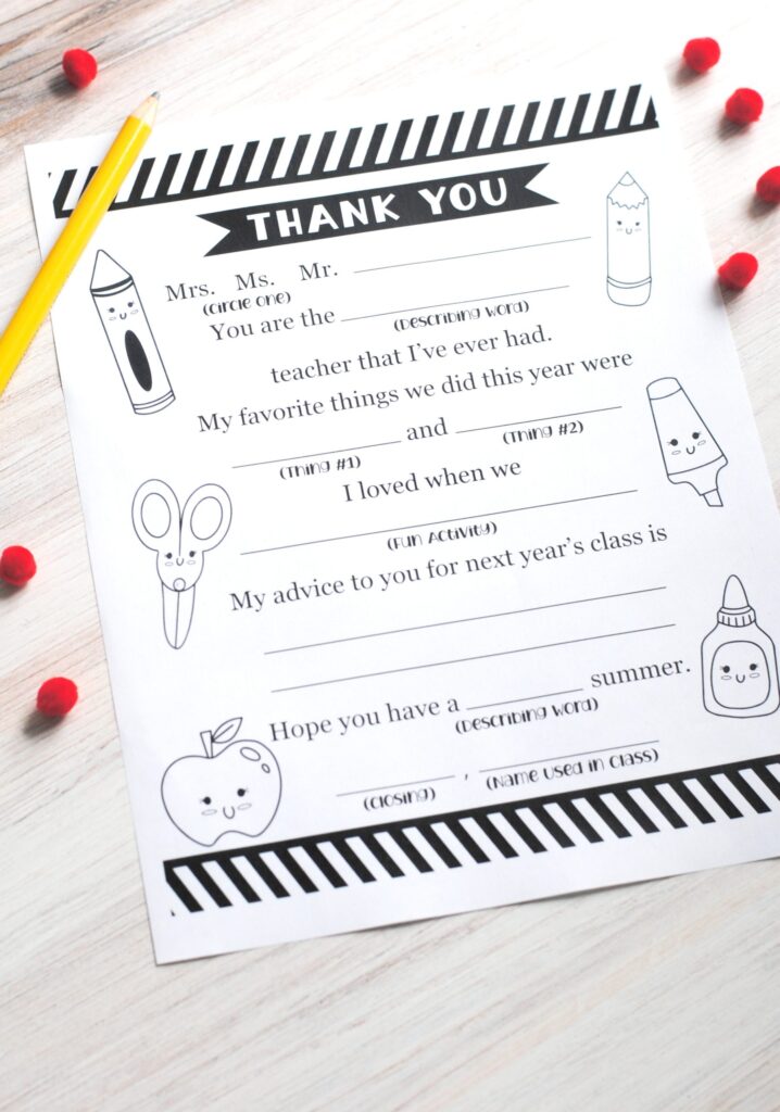Teacher Appreciation Fill In The Blank Free – Free Printable Thank a Teacher Fill In Teacher Appreciation Fill In The Blank Free - Free Printable Thank a Teacher Fill In