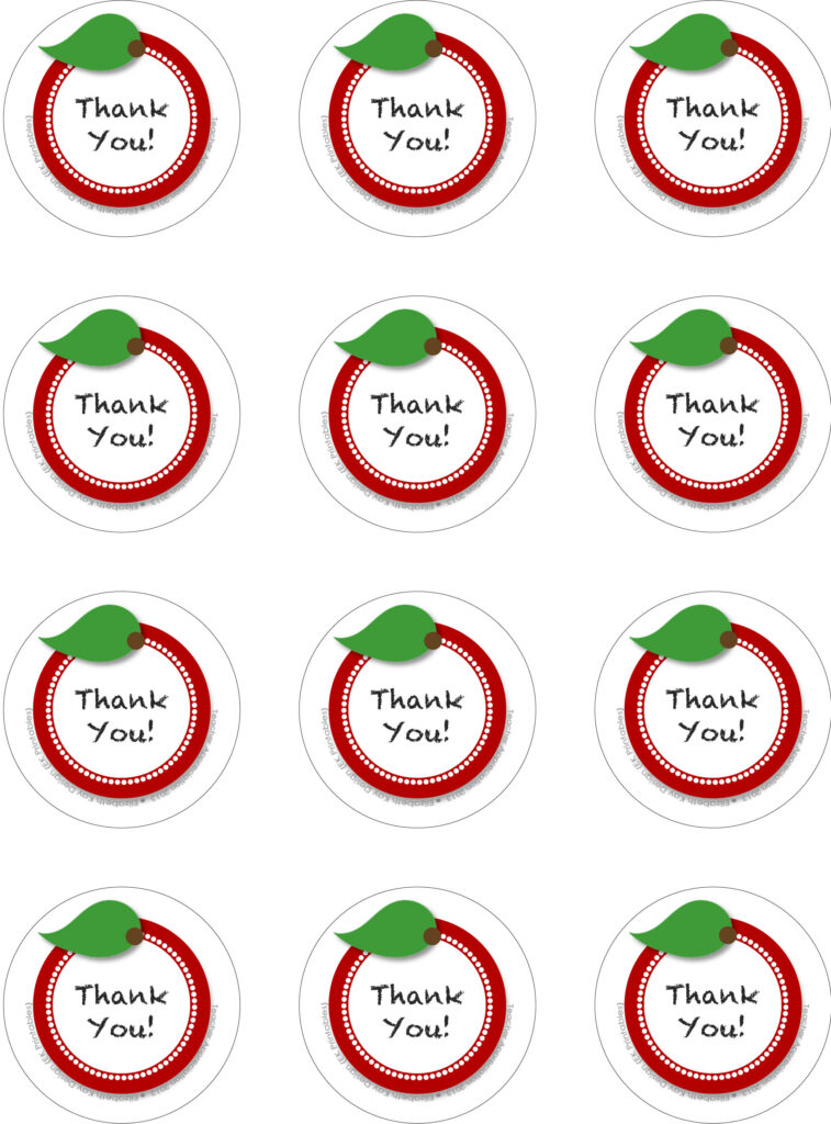 Teacher Appreciation Free Printable Tags – Thank You Tags Colorful thank you tags for Teacher Appreciation Free Printable Tags with red circles and green leaves