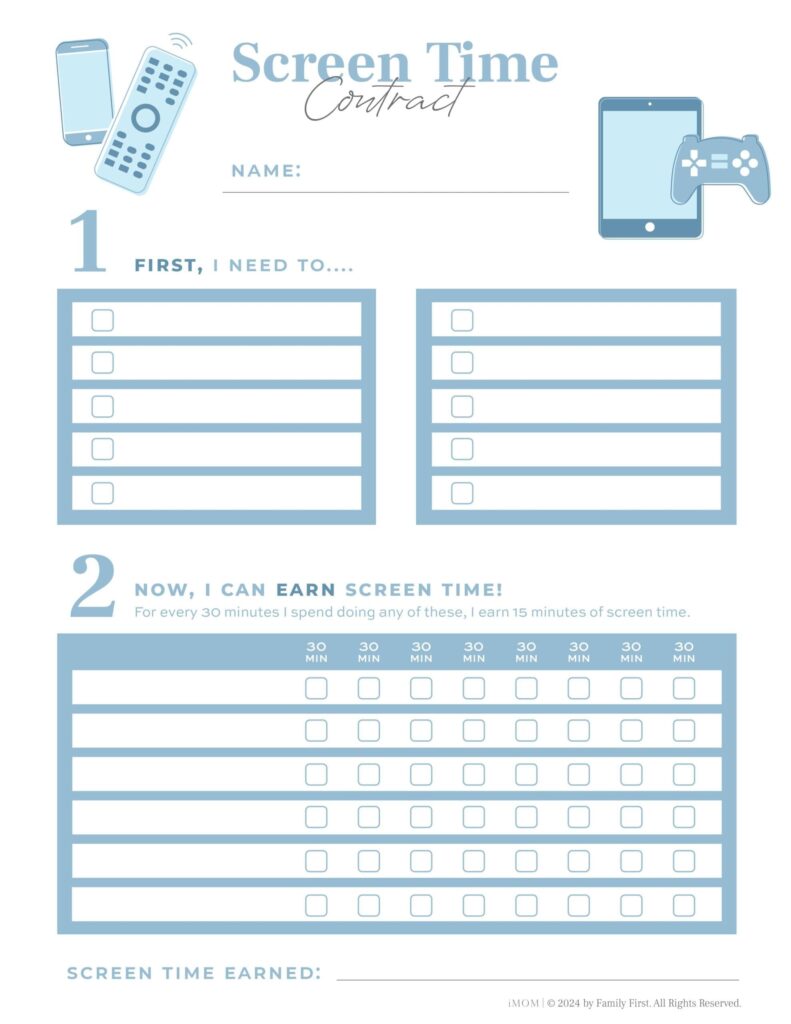 Teen Checklist To Earn Something Template - contracts