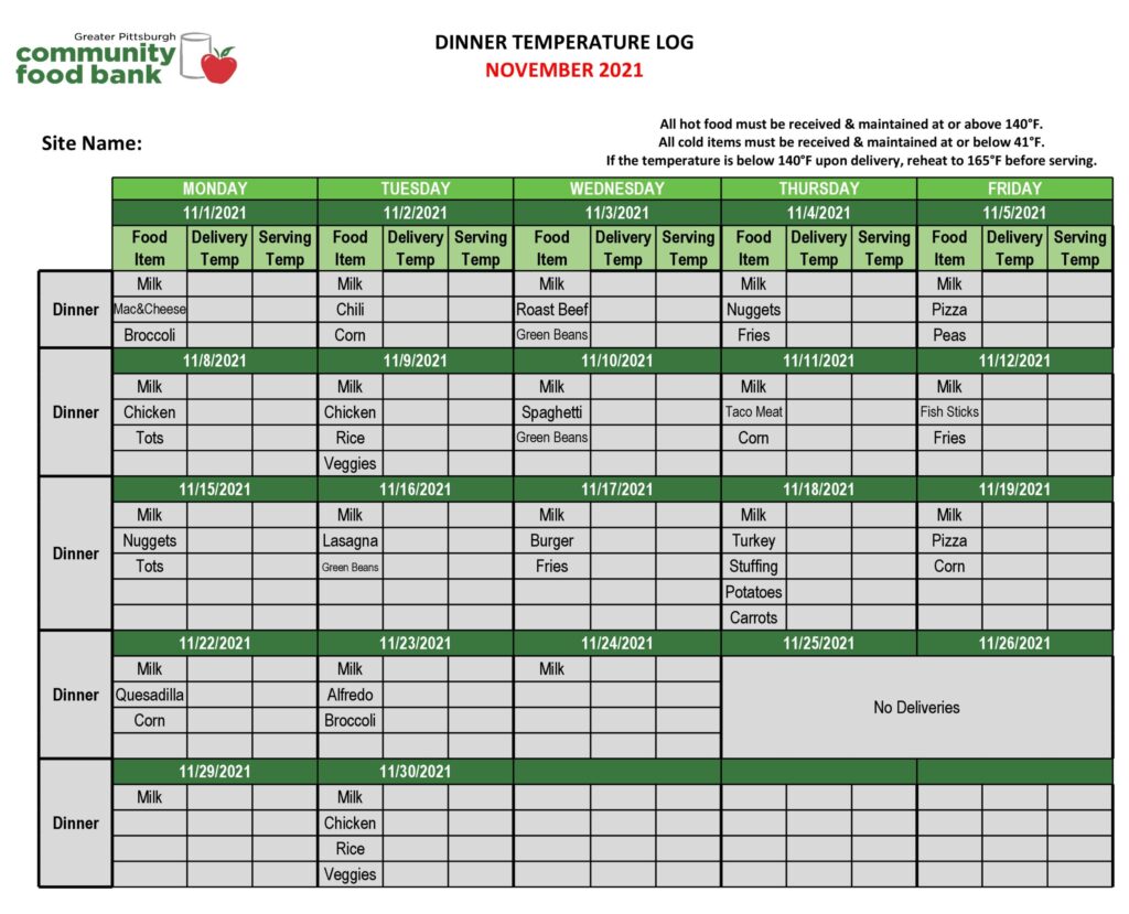 temperature log sheet temperature log sheet